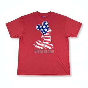 Disney Mickey Mouse Disneyland American Flag Red Graphic Shirt Men's Size 2XL